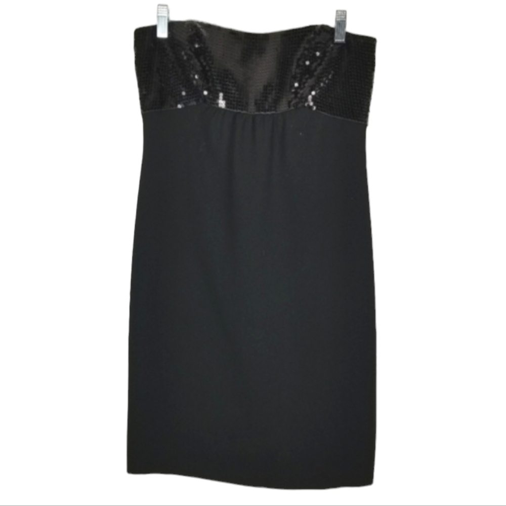 Ann Taylor Sequin Strapless Cocktail Dress Black Size 4 Small Mini LBD